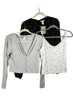 H&M Divided Womens Tank, cropped Henley top & Sequin Top Bundle M